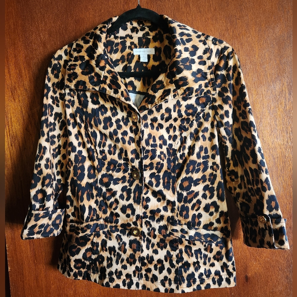 Charter Club Leopard Print Blazer Small